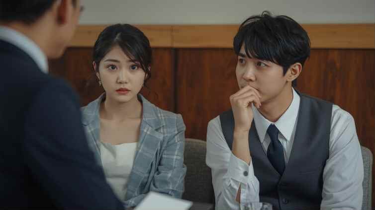 ブライダルフェアで相談しているカップル