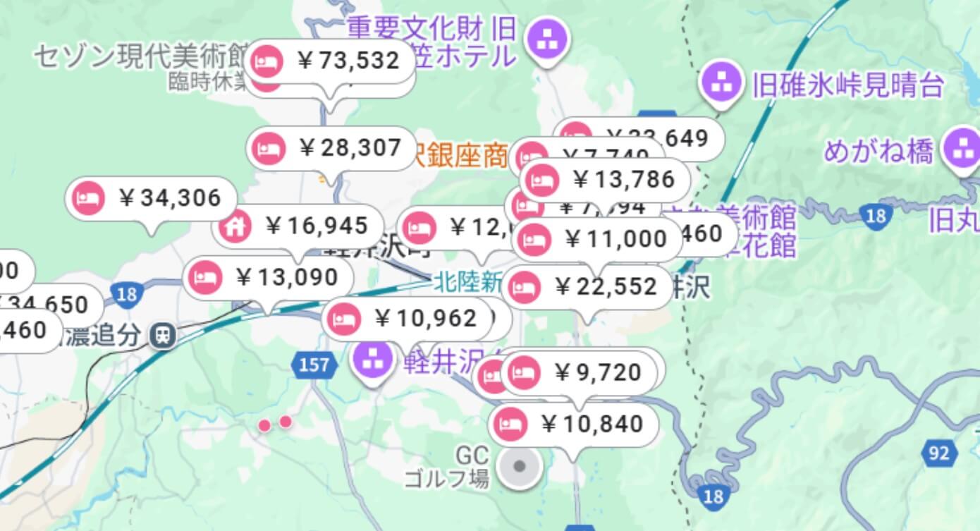 軽井沢の宿泊費用